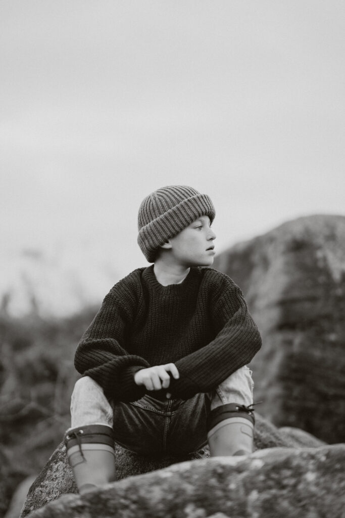 Black and white portrait at Padley gorge