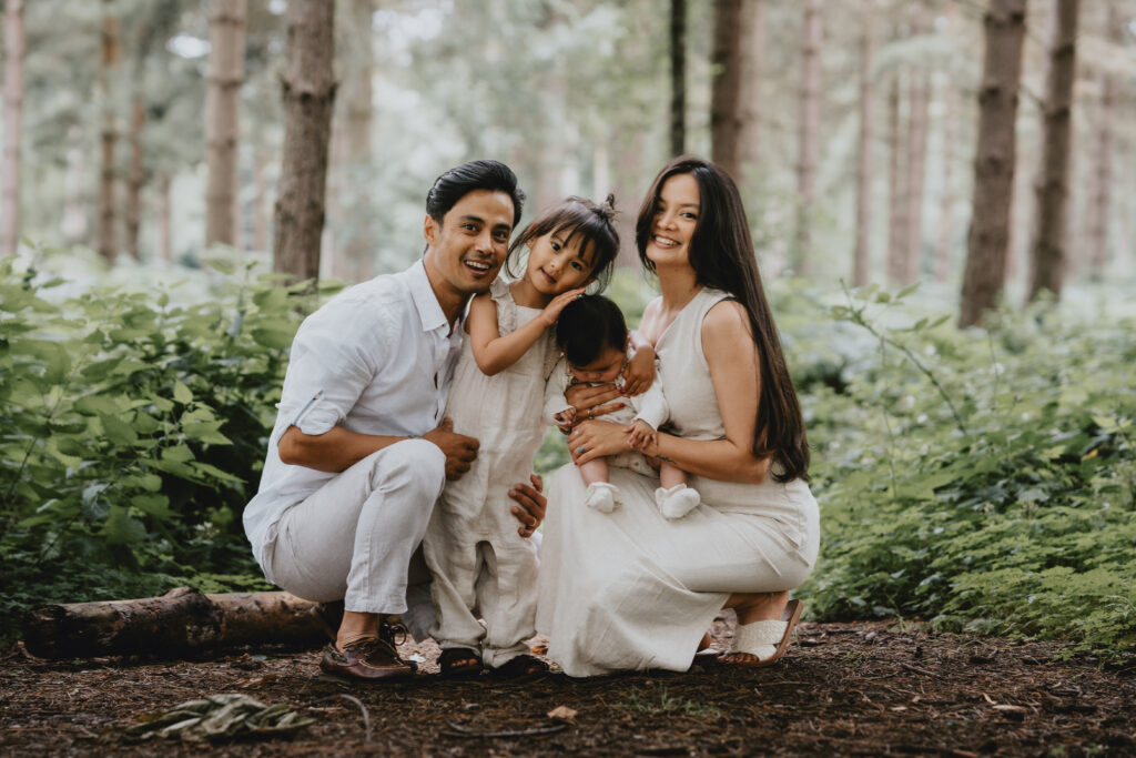 family photo in forest