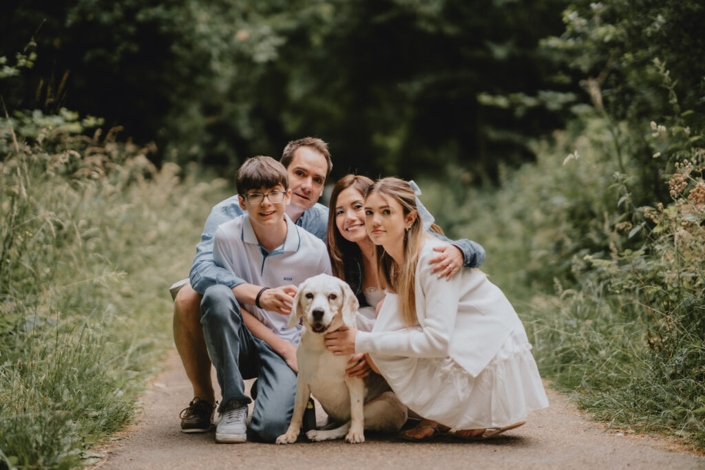 family portrait with dog