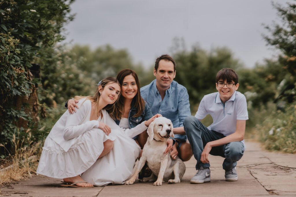 Family photograph with their dog