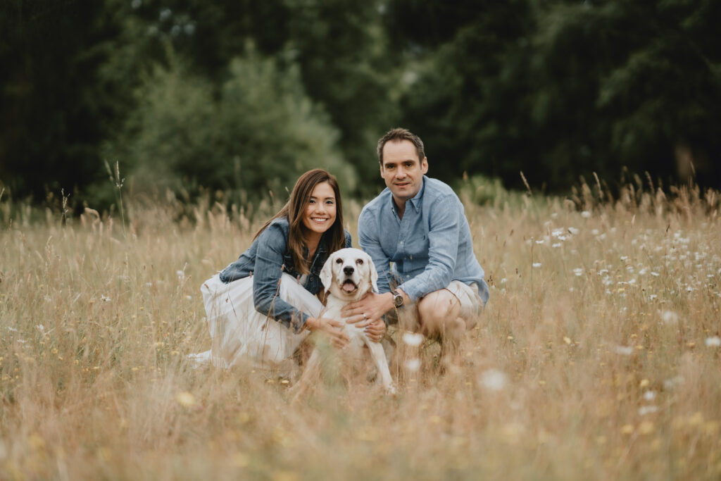 family photoshoot with their dog